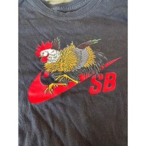 Nike SB Rooster Graphic T-Shirt Women Medium Black Athletic Cut Short Sleeve Tee
